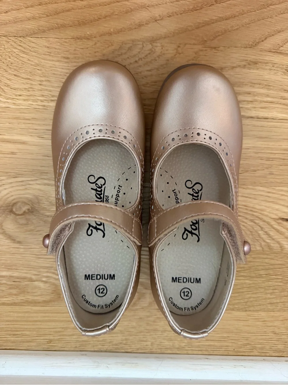 Footmates Rose Gold Metallic Emma Mary Jane Dress Shoe